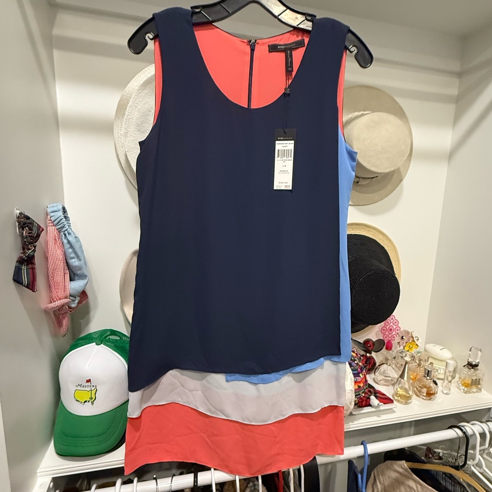 BCBGMaxAzria Navy and Coral Dress - new